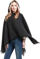 🧣 stylish women's plaid oversized hooded poncho blanket: warm knit with tassel detailing logo