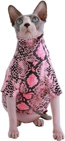 img 4 attached to Sphynx Hairless Cat Summer Snake Skin Pattern Cotton T-Shirts - Limited 🐍 Edition Pet Clothes, Sleeveless Round Collar Vest for Kitten, Cats & Small Dogs Apparel