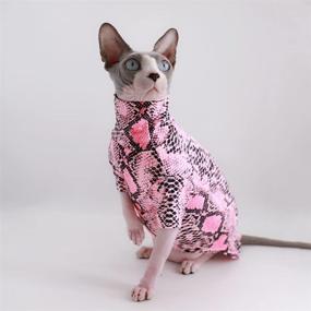 img 1 attached to Sphynx Hairless Cat Summer Snake Skin Pattern Cotton T-Shirts - Limited 🐍 Edition Pet Clothes, Sleeveless Round Collar Vest for Kitten, Cats & Small Dogs Apparel