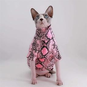 img 2 attached to Sphynx Hairless Cat Summer Snake Skin Pattern Cotton T-Shirts - Limited 🐍 Edition Pet Clothes, Sleeveless Round Collar Vest for Kitten, Cats & Small Dogs Apparel