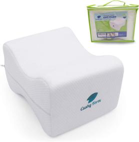 img 4 attached to Orthopedic Knee Pillow for Side Sleepers by Cushy Form -Eases Hip and Lower Back Pain -Contour Memory Foam Leg Wedge Cushion for Pregnancy -Includes Washable Cover & Storage Bag, White