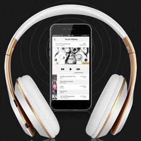 img 1 attached to 🎧 6S Wireless Over-Ear Headphones: Noise Canceling, Hi-Fi Bass, Foldable Stereo, Built-in Mic - White & Gold