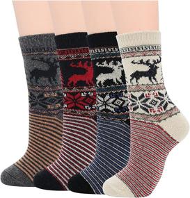img 4 attached to 🧦 Century Star Women's Knit Pattern Athletic Sports Socks: Winter Wool Cashmere Crew Cut Warm Soft Socks