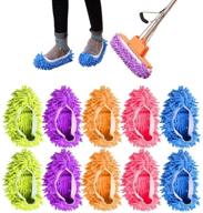 🧦 reusable microfiber floor cleaning sweeping slippers - washable dust mop slippers for home cleaning tools - lazy house floor shoe cover (5 pairs, 5 colors) logo