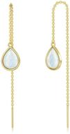 💎 14k yellow gold opal teardrop threader earrings for women and girls - dainty drop dangle earrings for valentine's day, wedding, christmas - exquisite gold jewelry logo