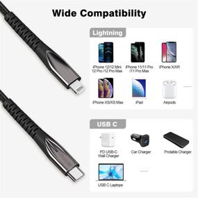 img 2 attached to 💫 WFVODVER 10FT USB C to Lightning Cable [MFI Certified] Nylon Braided Type C Fast Charging Cable for iPhone 12/12 Mini/12 Pro/11/11 Pro/11 Pro Max/X/XS/XR/XS MAX [Black]