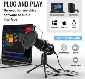 img 3 attached to 🎙️ Professional USB Microphone with Tripod Stand & Pop Filter - Perfect for Streaming, Podcasting, Voice Over, Skype, YouTube - Compatible with Windows, Mac - C300A