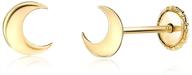 🌟 dainty 14k yellow gold star moon stud earrings with screwback closure - shiny & polished logo