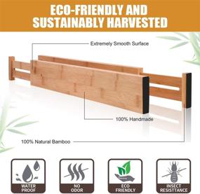 img 1 attached to 🎍 Bamboo Drawer Dividers: Efficient Kitchen Organizer with Spring Loaded Separators for Dresser, Bathroom, Office - Pack of 6 (17.5"-22")