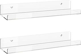 img 4 attached to Invisible Acrylic Floating Wall Ledge Shelf Set - Pack of 2, 15-Inch Length - Wall Mounted Nursery Kids Bookshelf, Spice Rack, Bathroom Storage Shelves for Cosmetics, Photos, Books, Spice