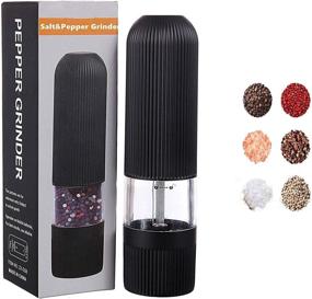 img 4 attached to 🧂 PDJW 1PC Battery Operated Electric Salt and Pepper Grinder with LED Light - One Handed Electronic Salt Pepper Mill