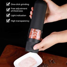 img 1 attached to 🧂 PDJW 1PC Battery Operated Electric Salt and Pepper Grinder with LED Light - One Handed Electronic Salt Pepper Mill