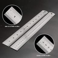 📏 acxmkex 1 pack stainless steel ruler with cork backing, 12 inch precision metal ruler - flexible non slip inch and metric measurement logo