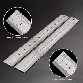 img 4 attached to 📏 ACXMKEX 1 Pack Stainless Steel Ruler with Cork Backing, 12 Inch Precision Metal Ruler - Flexible Non Slip Inch and Metric Measurement