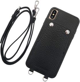 img 1 attached to 📱 Luckycoin Crossbody Case for iPhone Xs MAX: Pebble Leather Purse Wallet with Removable Adjustable Strap, Card Holders Pocket, and Button Closure for Card Safety - Compatible with 2018 iPhone Xs MAX 6.5 inch (Black)