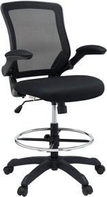 img 3 attached to Enhanced SEO: Modway Veer Flip-Up Arm Reception Desk Drafting Chair in Sleek Black