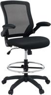 enhanced seo: modway veer flip-up arm reception desk drafting chair in sleek black logo