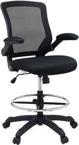 img 4 attached to Enhanced SEO: Modway Veer Flip-Up Arm Reception Desk Drafting Chair in Sleek Black