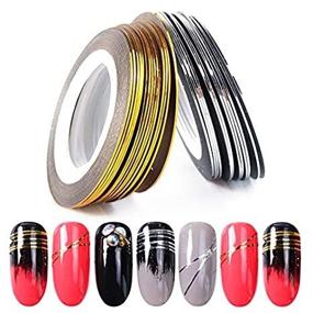 img 3 attached to 💅 JIAHAO 2-Piece Metallic Striping Tape Line Nail Art Decor Stickers - Gold/Silver Rolls