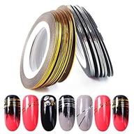 💅 jiahao 2-piece metallic striping tape line nail art decor stickers - gold/silver rolls logo