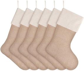 img 4 attached to 🎅 Handmade Set of 6 Natural Jute Burlap Christmas Stockings - Perfect for Fireplace Hanging, Gifts, Goodies & DIY Projects - DECORA