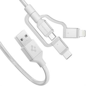 img 4 attached to 🔌 Spigen DuraSync Universal Charger Cable - 3-in-1 Cable with Micro USB/Lightning/USB C Adapters [MFi Certified] - 4.9ft Premium Braided Multi Charging Cable for iPhone 12/Pro/Max/Mini/SE/iPad/Galaxy/Pixel & More