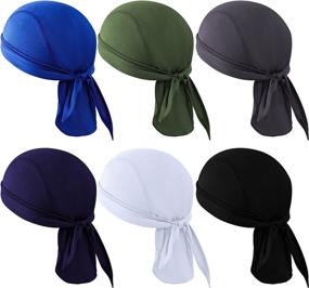 img 4 attached to Sweat-Wicking Head Wrap Helmet Liner: Stay Cool with Breathable Dew Do Rags for Outdoor Activities - Set of 6