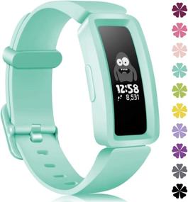 img 4 attached to 🌊 KOLEK Bands | Fitbit Ace 2 Compatible | Soft Silicone Waterproof Bracelets for Kids | Sports Watch Strap Wristbands Replacement | Fitbit Ace 2 Boys Girls | Marine Green