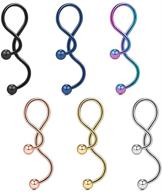 ruifan spiral navel ring kit - twister industrial ear belly barbell 14g, 1.5 inch (38mm) logo