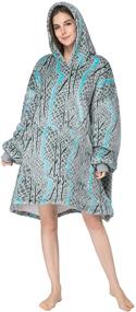 img 4 attached to 🧥 RONGTAI Oversized Wearable Blankets - Soft Plush Printed Sherpa Blanket Sweatshirt with Pockets - One Size Fits All - Enhanced SEO