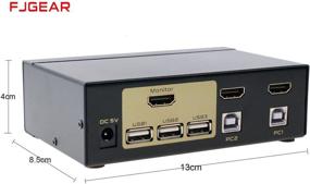 img 1 attached to FJGEAR 2 порта USB 2.0 HDMI KVM переключатель для ПК, Windows - переключатель клавиатуры и мыши (не совместим с беспроводной клавиатурой и мышью, не требует питания)