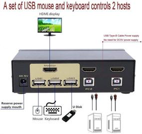 img 3 attached to FJGEAR 2 порта USB 2.0 HDMI KVM переключатель для ПК, Windows - переключатель клавиатуры и мыши (не совместим с беспроводной клавиатурой и мышью, не требует питания)