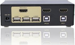 img 4 attached to FJGEAR 2 порта USB 2.0 HDMI KVM переключатель для ПК, Windows - переключатель клавиатуры и мыши (не совместим с беспроводной клавиатурой и мышью, не требует питания)