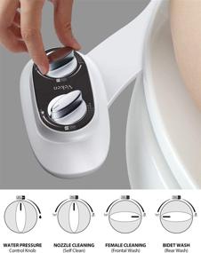 img 3 attached to 🚽 Veken Non-Electric Bidet: Self-Cleaning Dual Nozzle Toilet Attachment - Fresh Water Sprayer with Adjustable Pressure Control