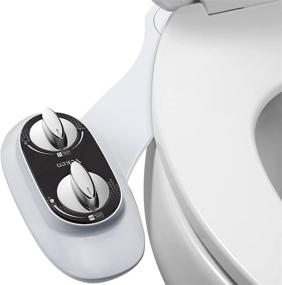 img 4 attached to 🚽 Veken Non-Electric Bidet: Self-Cleaning Dual Nozzle Toilet Attachment - Fresh Water Sprayer with Adjustable Pressure Control