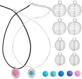 img 4 attached to 📿 SUNNYCLUE DIY Bead Cage Pendants Necklace Kit - 2 Styles, with 18.5/18.7 inch Snake Chains, Natural Lava Beads for Jewelry Making Crafts