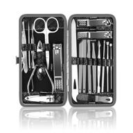 19pcs stainless steel manicure set - professional nail clipper set, pedicure kit, grooming kit - perfect gift for loved ones and parents logo