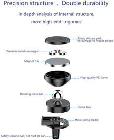 img 1 attached to 2 Пакета магнитного автомобильного держателя для телефона Ossein - крепление на воздуховод и приборную панель с 4 металлическими пластинами - совместимо с iPhone 12 Pro, 11, Samsung, Google, LG.