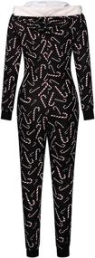 img 2 attached to 🎅 Стильный женский комбинезон с капюшоном для сна: сексуальные печатные рождественские пижамы-комбинезоны