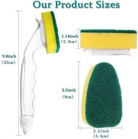 img 2 attached to 🧽 Ultimate Heavy Duty Dish Wand with 7 Refill Sponge Heads - Non-Scratch Reusable Kitchen Scrub Brush for Efficient Sink Cleaning (Green)