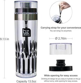 img 3 attached to 🌊 bzyoo Swill Reusable Water Tumbler: 13.5oz Bottle for Outdoor Activity, Wellness - BPA-Free, Leak Proof, Carrying Strap Included (Soar, Black)