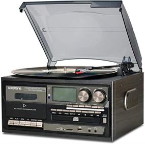 img 4 attached to 🎶 LoopTone Vintage Turntable Vinyl Record Player 9-in-1: 3 Speed, Bluetooth, CD Cassette Player, AM/FM Radio, USB Recorder, Aux-in, RCA Line-Out (Black Edition)