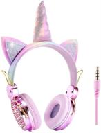 🦄 koraba rainbow unicorn kids headphones with microphone - wired over ear cute girl headsets for children, ideal for christmas, parties, birthday gifts logo