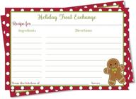 christmas recipe cards - 4x6 double sided (24 count) for cookie swap, baking treat exchange, and bake sale - festive polka dots, red/green, gingerbread - xmas holiday, social distancing, remote dropoff логотип