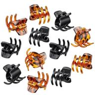 💇 set of 12 hair claw clips medium size hair claws 1.3 inch hair jaw clip claw clip grip for women girls with thick or medium hair - black and brown logo