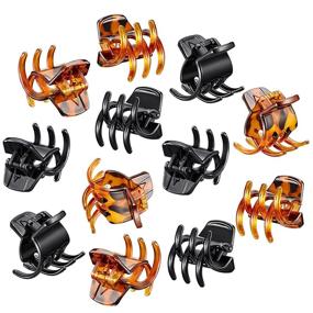 img 2 attached to 💇 Set of 12 Hair Claw Clips Medium Size Hair Claws 1.3 Inch Hair Jaw Clip Claw Clip Grip for Women Girls with Thick or Medium Hair - Black and Brown