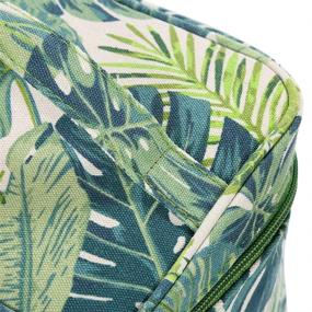 img 2 attached to 🌴 HOTOFO Large Makeup Bag: Tropical Canvas Cosmetic Bags for Women - Green AL