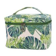 🌴 hotofo large makeup bag: tropical canvas cosmetic bags for women - green al logo