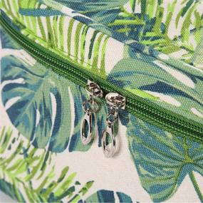 img 1 attached to 🌴 HOTOFO Large Makeup Bag: Tropical Canvas Cosmetic Bags for Women - Green AL