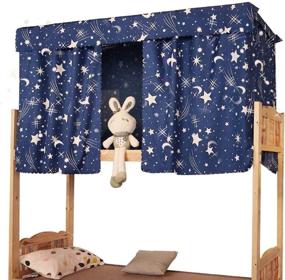 img 3 attached to 🌙 EDITHA Bed Mosquito Nets with Blackout Cloth - Single Sleeper Bunk Bed Canopy and Curtains Set (Navy, 59.1x78.7in) - Pack of 2 Curtains + 1 Canopy